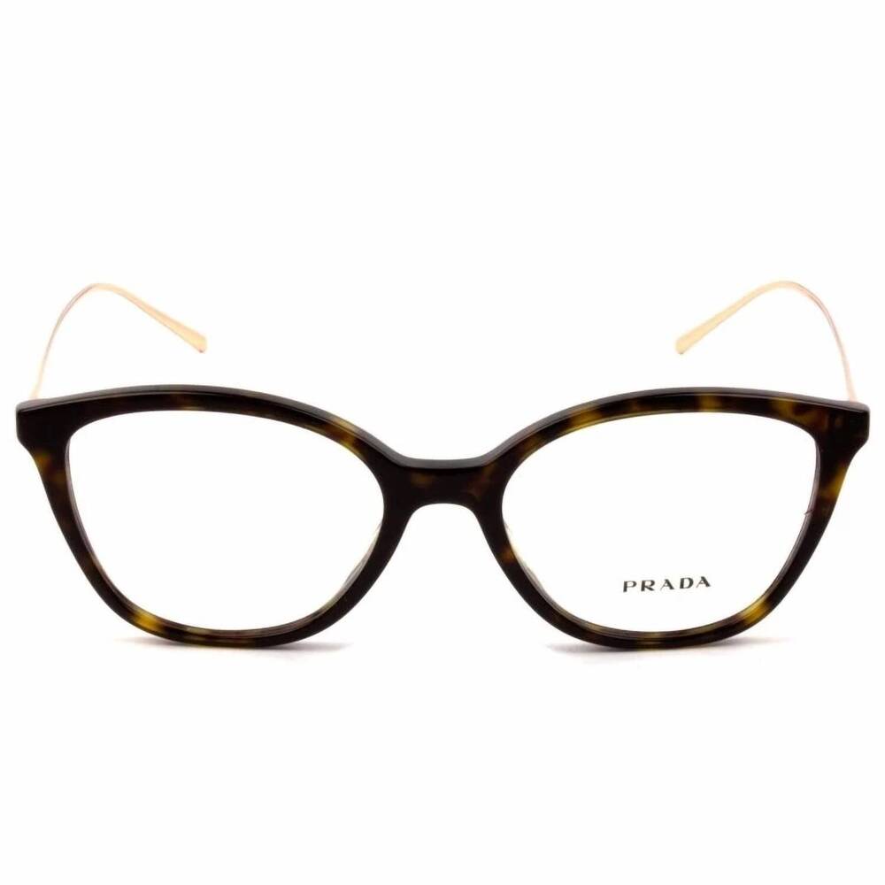 NEW PRADA women's vpr 11v 2au-101 eyeglasses in tortoise brown & gold - Picture 2 of 4